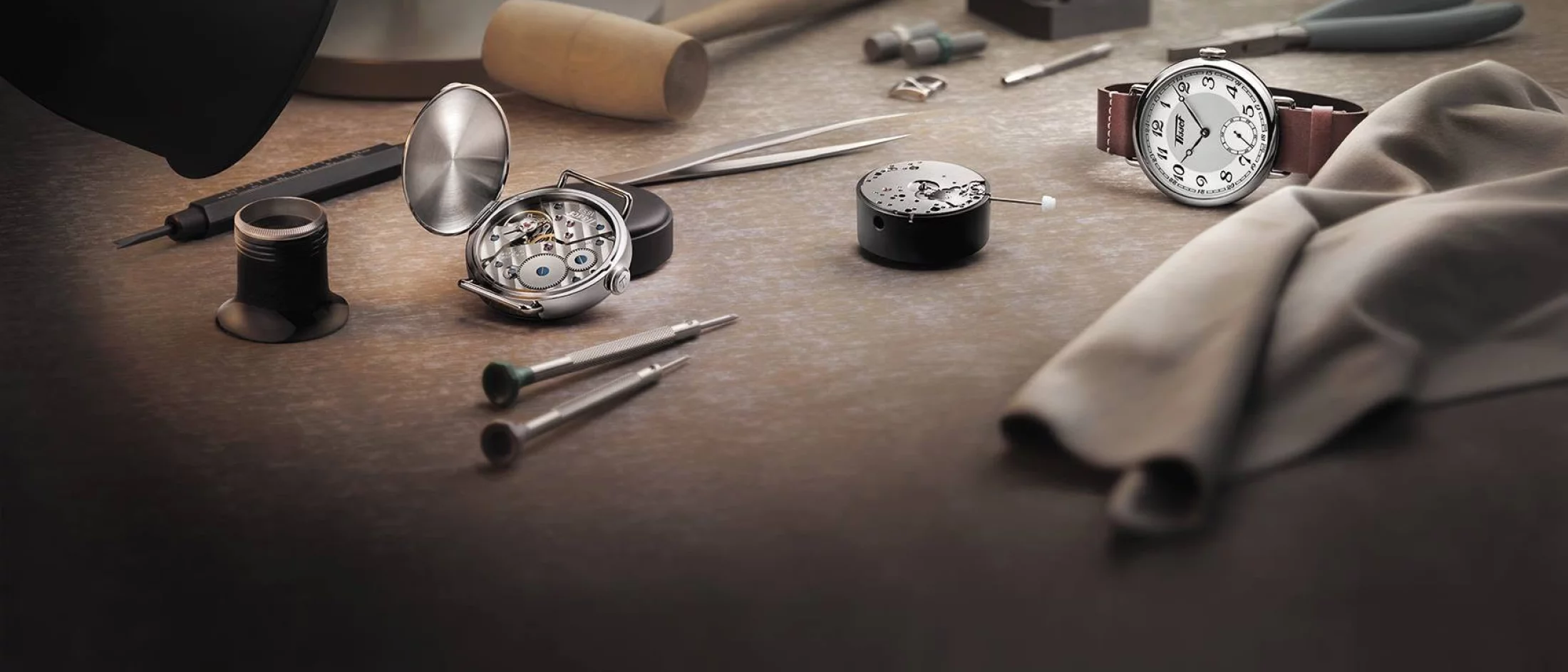 Horlogemakersgereedschap in een etui