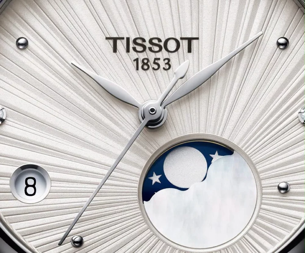 Wijzerplaat van een Tissot van dichtbij