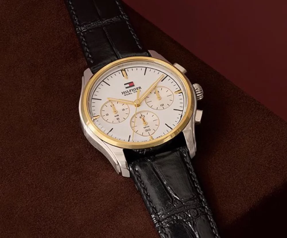 Horloge met een leren band